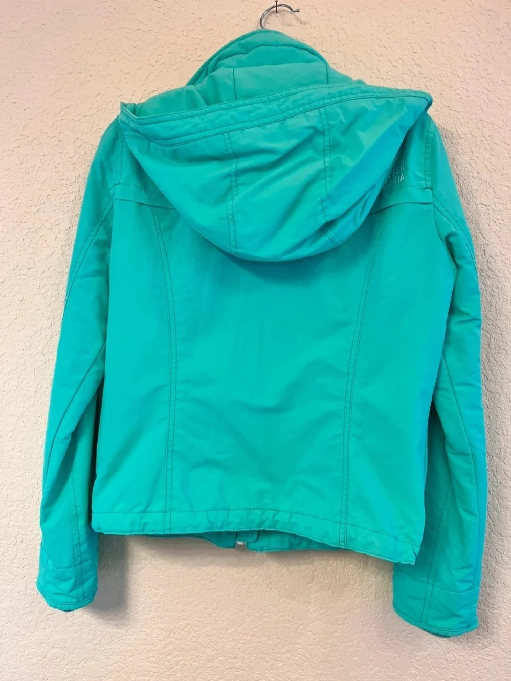 Hollister Teal Utility Jacket with Ribbed Funnel Collar Size Large